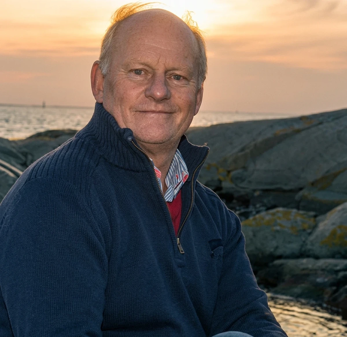 Ingvar Bengtson på en brygga vid den svenska västkusten